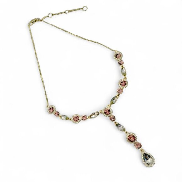 Givenchy Gold-Tone Lilac Crystal Y-Drop Statement Necklace - Picture 2 of 4